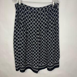 NwT Talbots Black White Geometric Skirt Full Pleated Sz 12